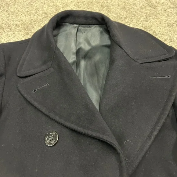 Dale Fashions Wool Peacoat Kersey US Navy 36R Black Double Breasted Coat